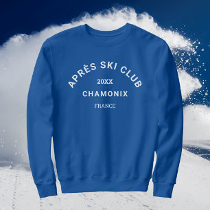 Après Ski Club Winter White Ski Resort Wappen Blue Sweatshirt