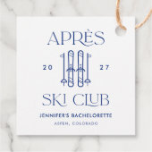 Apres Ski Club Winterschnee Junggeselinnen-Abschie Geschenkanhänger (Rückseite)
