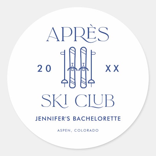 Apres Ski Club Winterski Junggeselinnen-Abschied Runder Aufkleber (Vorderseite)