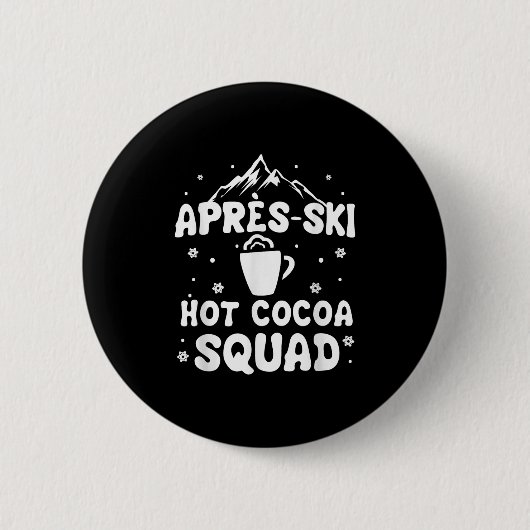 Apres Ski Cocoa Squad Niedlicher Skifahrer Button (Vorderseite)