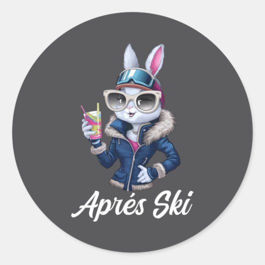 Apres Ski Hat Party Design Ski Bunny Skier Outfit Runder Aufkleber (Vorderseite)