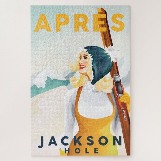 "Apres Ski Jackson Hole" Cooles Retro Skifahren Ar Puzzle (Vertikal)