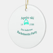 Après-Ski-Junggesellinnenabschied Türkis Hut Name  Keramik Ornament (Links)