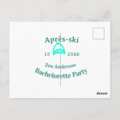Après-Ski-Junggesellinnenabschied Türkis Hut Name  Postkarte (Rückseite)