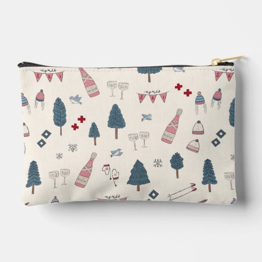 Apres Ski Lover Geschenk Winter Pink Champagne Mak Zubehörtasche (Rückseite)