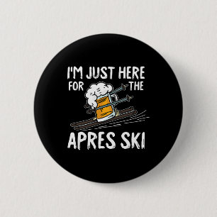 Après-Ski Lustiger Skifahrer Wintersport Skifahren Button