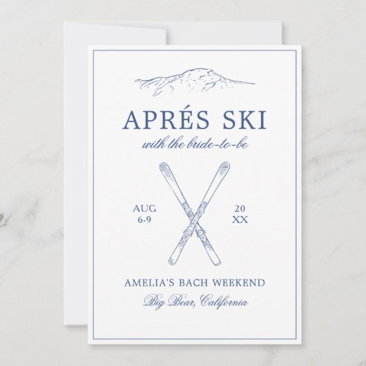 Après Ski mit der Braut zum Bach Weekend Einladung (Vorderseite)