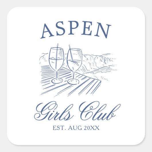 Après Ski mit der Braut zum Bach Weekend Quadratischer Aufkleber (Vorderseite)