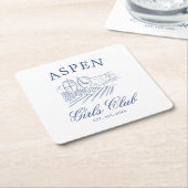 Après Ski mit der Braut zum Bach Weekend Rechteckiger Pappuntersetzer (angewinkelt)