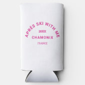 Après Ski mit mir Hot Pink Ski Wappen Party Selters Dosenkühler (Vorderseite)