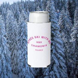Après Ski mit mir Hot Pink Ski Wappen Party Selters Dosenkühler