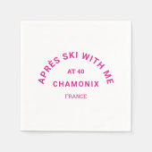 Après Ski mit mir im 40 Hot-Pink Ski Wappen Teil Serviette (Vorderseite)