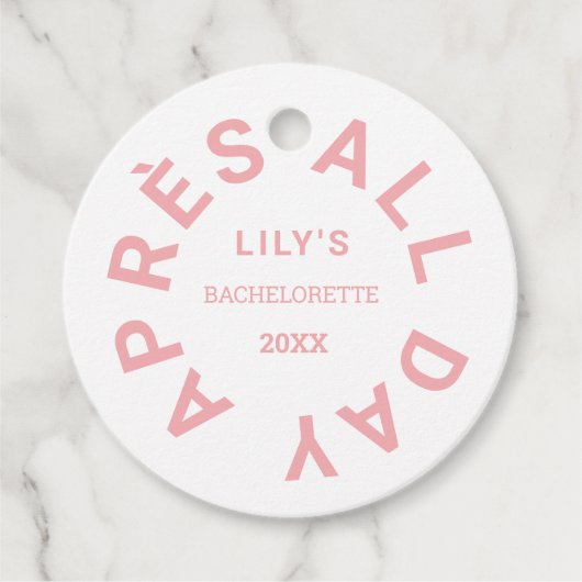 Après Ski mit mir Rosa Junggeselinnen-Abschied Geschenkanhänger (Vorderseite)