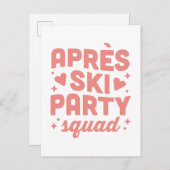 Apres ski party girls squad pink aesthetic einladungspostkarte (Vorne/Hinten)