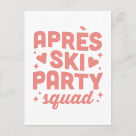 Apres ski party girls squad pink aesthetic einladungspostkarte