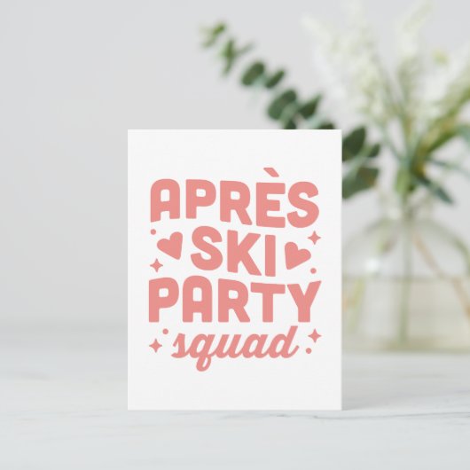 Apres ski party girls squad pink aesthetic einladungspostkarte (Stehend Vorderseite)