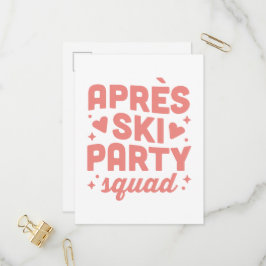 Après-Ski-Party Mädchen Gruppe rosa Ästhetik Einladungspostkarte