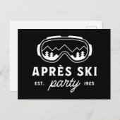 Apres ski party mountain cabin winter holiday postkarte (Vorne/Hinten)