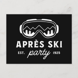 Apres ski party mountain cabin winter holiday postkarte