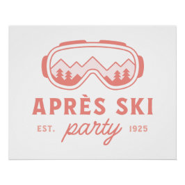 Après-Ski-Party Skifahren Mädchen Nacht rosa Ästhe Poster
