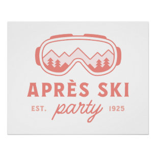 Après-Ski-Party Skifahren Mädchen Nacht rosa Ästhe Poster
