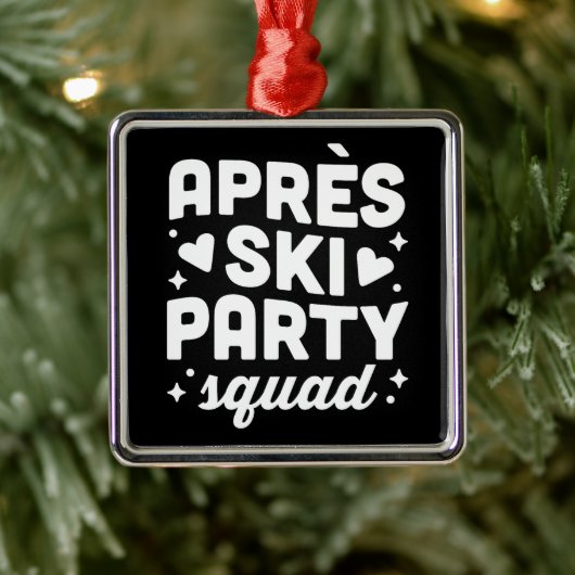 Apres ski party skiing funny sport theme black ornament aus metall (Baum)