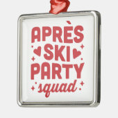 Apres ski party skiing holiday red retro aesthetic ornament aus metall (Links)