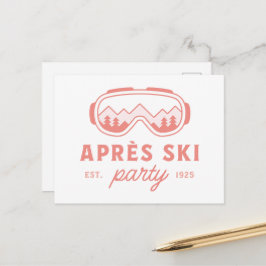 Après-Ski-Party-Skiing-Mädchen-Abend-rosa-Ästhetik Postkarte