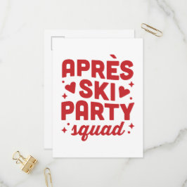 Après-Ski-Party-Squad Urlaub rote Ästhetik Einladungspostkarte