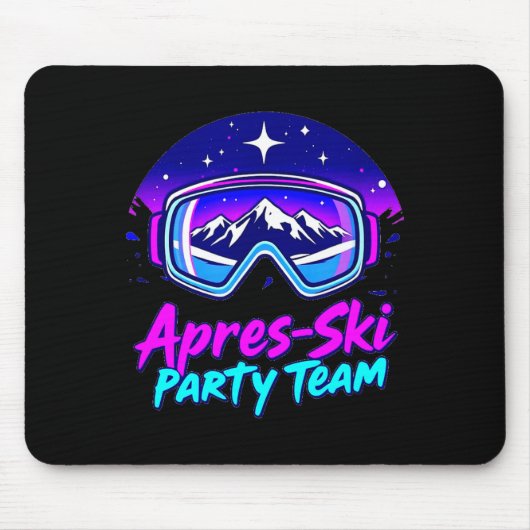 Apres-Ski-Party-Vibes – schneebedeckte Bergnachtle Mousepad (Vorne)