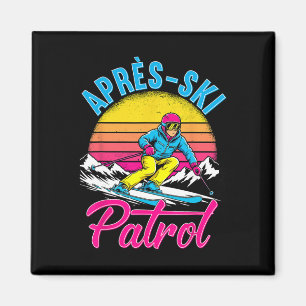 Apres Ski Patrol Retro Skifahren Berge Magnet