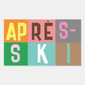 Après-ski Retro-Skier-Farbblock Rechteckiger Aufkleber (Vorderseite)