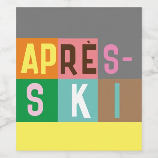 Après-ski Retro-Skier-Farbblock Weinetikett (Einzelnes Label)