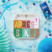 Après-ski Retro Skiers - Farbblock Pappteller (Party)