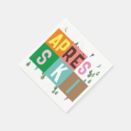 Après-ski Retro Skiers - Farbblock Serviette (Ecke)