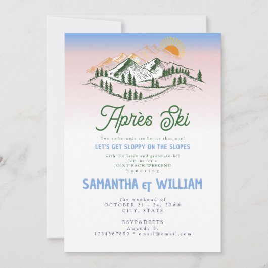 Après Ski Sloppy Pisten Skifahren Joint Bach Weeke Einladung (Vorderseite)