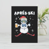 Apres Ski Snowman Skifahren Schnee Wintersportgesc Einladung (Stehend Vorderseite)