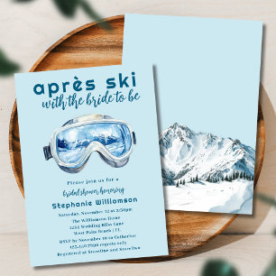 Après-Ski Sportlicher Winter Wasserfarbe Brautpart Einladung