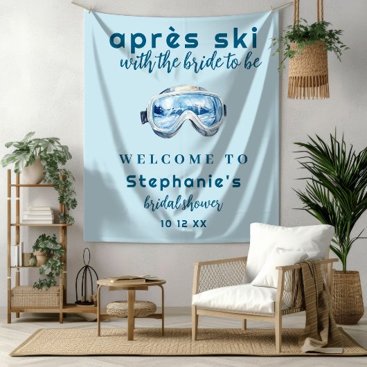 Apres Ski Sporty Winter Bridal Shower Backdrop Wandteppich