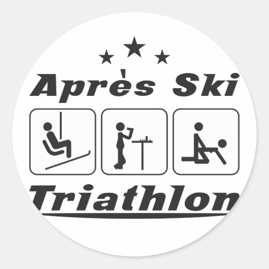 Apres Ski Triathlon Runder Aufkleber (Vorderseite)