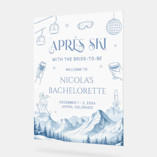 Apres Ski Winter Junggesellinnenabschied Willkomme Acrylschild (Winkel)