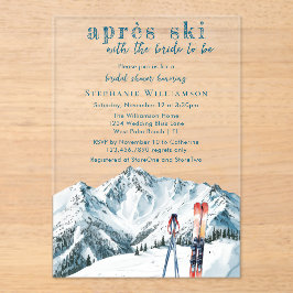 Apres Ski Winter Mountain Watercolor Bridal Shower Acryleinladungen
