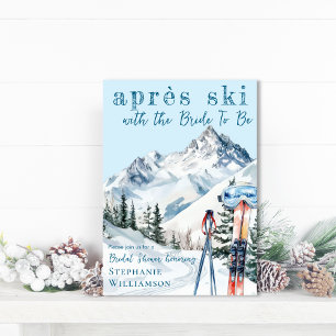 Apres Ski Winter Skifahren Brautparty Wasserfarbe Einladung