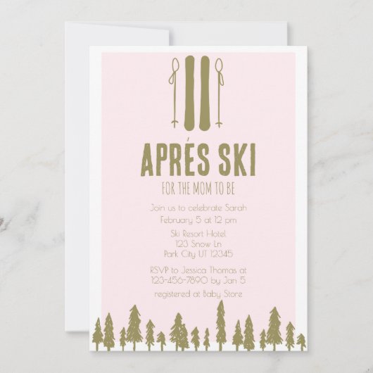 Apres Ski Winter Thema Kinderdusche Einladung (Vorderseite)