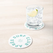 Après Surf Club Türkis Surfer Soziales Wappen Runder Pappuntersetzer (Vor Ort)