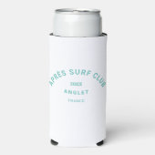 Après Surf Club Türkis Surfer Soziales Wappen Selters Dosenkühler (Seltzer Vorderseite)