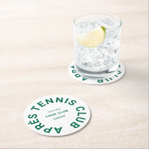 Après Tennis Club Benutzerdefinierte grüne Krone Runder Pappuntersetzer