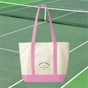 Après Tennis Social Club Grünes Wappen Rosa Handle Tragetasche