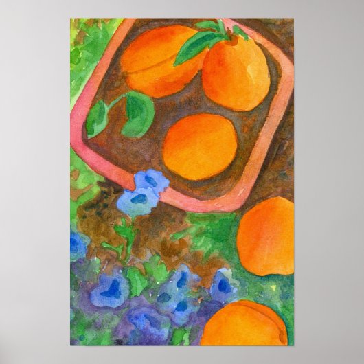 Apricos Royal Watercolor Wildblumen Stillleben Poster (Vorne)