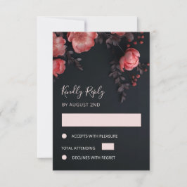 Apricot 3D Roses Wedding RSVP Karte
